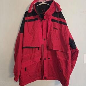 VTG Showtime TV Television Network Mens 2XL Red Black Parka‎ Jacket